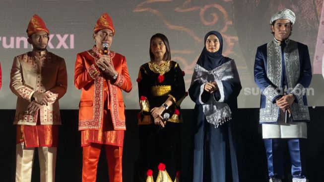 Suasana peluncuran trailer film Buya Hamka di kawasan Kuningan, Jakarta, Kamis (23/3/2023) [Suara.com/Adiyoga Priyambodo]