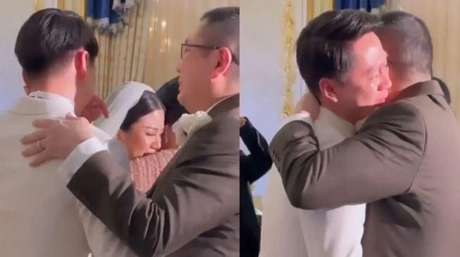 Resmi Jadi Menantu Bos TV, Tangis Kevin Sanjaya Pecah Dipeluk Hary Tanoesoedibjo di Pernikahannya