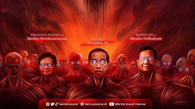 Wajah Jokowi, Airlangga dan Mahfud MD Ikut Dipasang di Poster Attack on Puan BEM KM Universitas Andalas