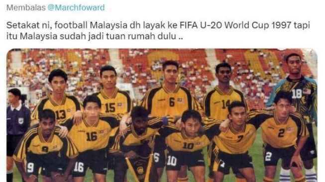 Malaysia saat tampil di Piala Dunia U-20 1997. (Twitter/@its_matIm)
