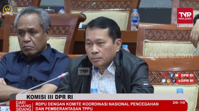 Anggota Komisi III DPR RI Fraksi Partai Demokrat, Santoso. (Tangkapan layar/Rakha)