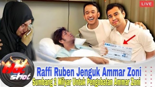 Tumbnail dari akun YouTube Hot Shoot yang seolah menggambarkan Ammar Zoni dijenguk Raffi Ahmad dan Ruben Onsu.