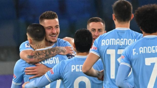 Para pemain Lazio. [Andreas SOLARO / AFP]