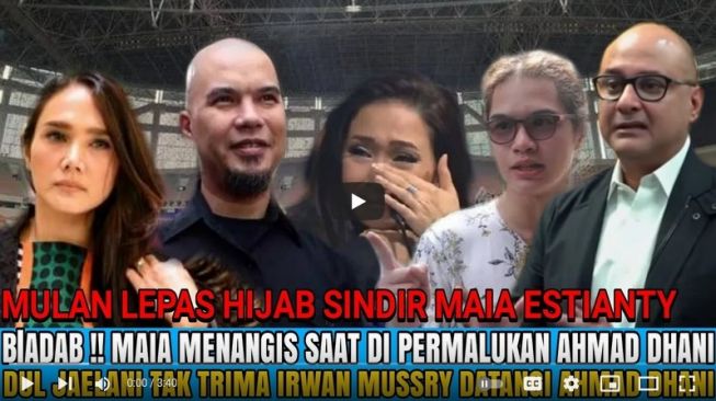 Tumbnail dari kanal YouTube Vemi Liar yang seolah menggambarkan Maia Estianty dibuat nangis karena dipermalukan Ahmad Dhani.