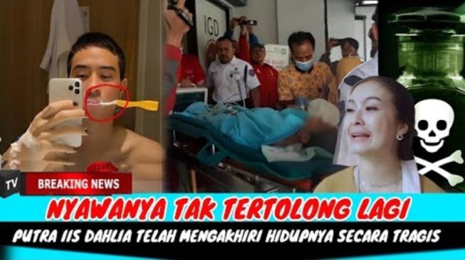 Sebuah tumbnail dari akun Youtube Portal Jurnalis yang mengabarkan kalau putra Iis Dahlia, Devano Danendra bunuh diri dengan cara mengenaskan. Namun bisa dipastikan kalau berita tersebut adalah hoaks.