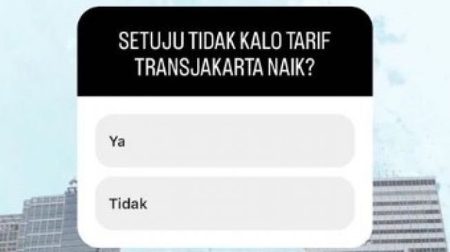 Salah satu pertanyaan soal rencana kenaikan tarif transjakarta. [Tangkapan layar akun IG dishubdkijakarta]