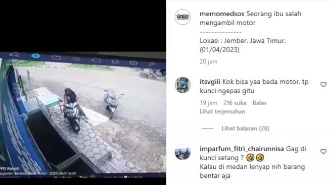 Viral Emak-emak dan Seorang Pria Salah Ambil Motor, Warganet Auto Bingung