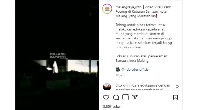 Meresahkan! Remaja Malang Cosplay Pocong di Makam Samaan untuk Takuti Pengendara