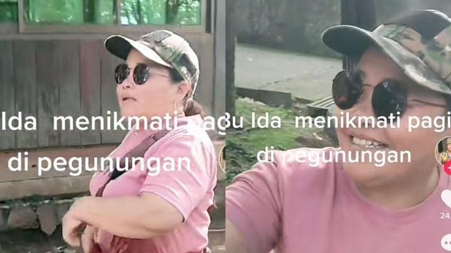 Tampil Simple Pakai Kaos dan Topi, Potret Ida Dayak Healing di Gunung Curi Perhatian