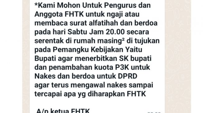 Beredar Imbauan FHTK Jember, Ajak Anggota Kirim Alfatihah Buat Bupati Hendy