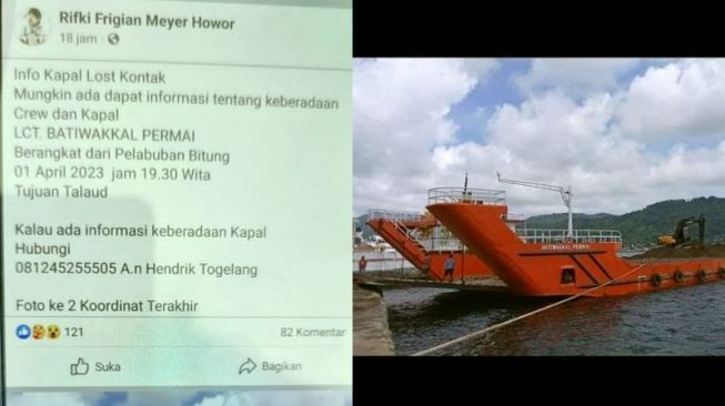 Satu Kapal Jenis LCT Hilang Kontak di Perairan Siau