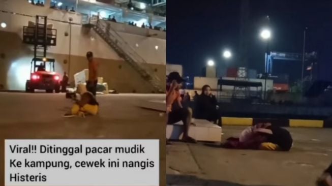 Viral Wanita Menangis Histeris di Depan Kapal di Pelabuhan, Diduga Ditinggal Kekasih Mudik ke Kampung Halaman