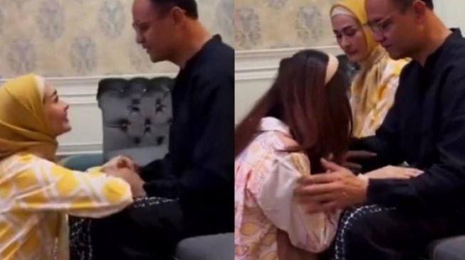 Satrio Dewandono cium bibir anak sambung saat sungkeman lebaran (Instagram/viralsekali)