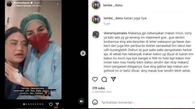 Nikita Mirzani operasi tumor payudara (Instagram/@lambe__danu)