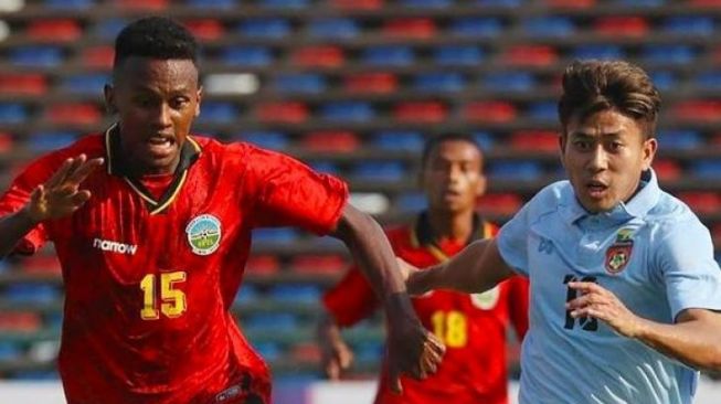 Myanmar taklukkan Timor Leste 1-0 pada laga Grup B SEA Games 2023. (Twitter/@theaseanball)