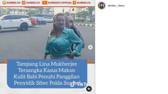 Lina Mukherjee penuhi panggilan Polda Sumsel (Instagram/@lambe__danu)