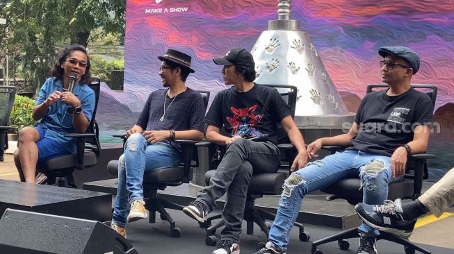 Jumpa pers konser tur perayaan 25 Tahun Album Tujuh Slank di kawasan Tomang, Jakarta, Rabu (3/5/2023) [Suara.com/Adiyoga Priyambodo]