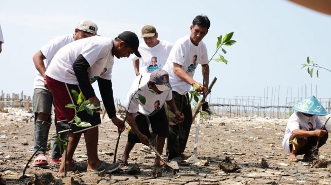 Hadir di Tengah Nelayan Kabupaten Karawang, KNP Tanam Mangrove dan Berikan Bantuan Lampu
