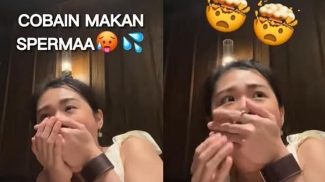 YouTuber Filda Salim coba makan sperma ikan. (YouTube/Filda Salim)
