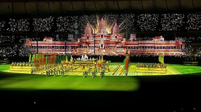 Pembukaan SEA Games 2023 di Stadion Nasional Morodok Techo, Phnom Penh, Kamboja, Jumat (5/5/2023). (ANTARA/Arnidhya Nur Zhafira) (ANTARA/Arnidhya Nur Zhafira)