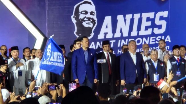 Bacapres dari Koalisi Perubahan, Anies Baswedan hadiri acara deklarasi relawan Amanat Indonesia (ANIES di Senayan. (Suara.com/Fakhri)