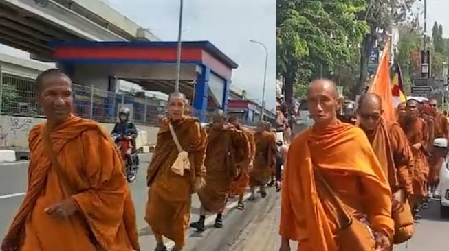 Biksu Thailand Curi Perhatian Jalan Kaki ke Candi Borobudur Pakai Jubah Senada, Mengapa Warnanya Oranye?