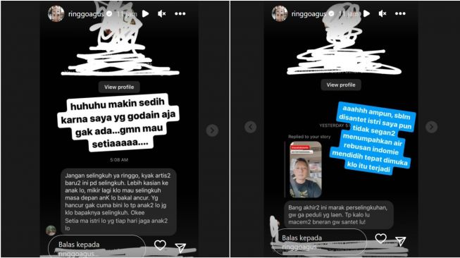 Ringgo Agus diancam bakal disantet kalau selingkuh (Instagram/@ringgoagus)