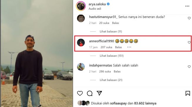 Putri Anne komentari unggahan Arya Saloka (Instagram/@arya.saloka)