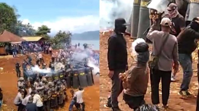 Bentrok Antara Polisi dengan Warga di Area Tambang Konawe Utara Pecah, Lemparan Batu Dibalas Gas Air Mata