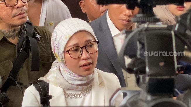 Pengacara David Ozora Latumahina, Melissa Anggraini saat menghadiri sidang perdana Mario Dandy Satriyo di Pengadilan Negeri Jakarta Selatan, Selasa (6/6/2023). Melissa mewakili keluarga David akan mengawal terus kasus ini dan berharap Dandy mendapatkan hukuman maksimal. [Adiyoga Priyambodo/Suara.com]