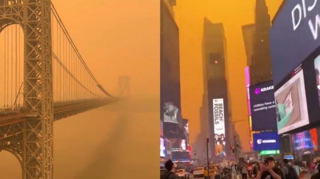 Suasana Kota New York yang Diselimuti Cahaya Oranye Mendadak Viral, Mirip Seperti Kota Fiksi Ilmiah
