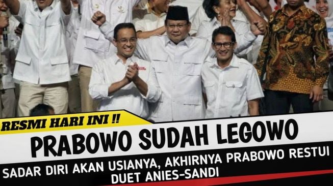 CEK FAKTA: Prabowo Mundur dari Capres dan Legowo Restui Duet Anies-Sandi, Benarkah?