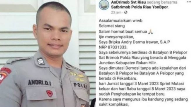 Bripka Andry yang viral karena setor Rp650 juta ke komandannya (tangkapan layar)