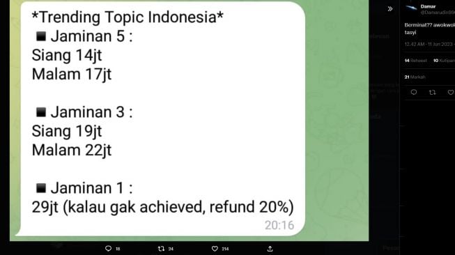 Besaran uang yang diduga dikeluarkan Tasyi Athasyia (Twitter)