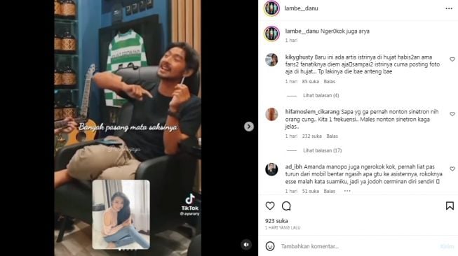 Unggahan soal Arya Saloka [Instagram/@lambe__danu]