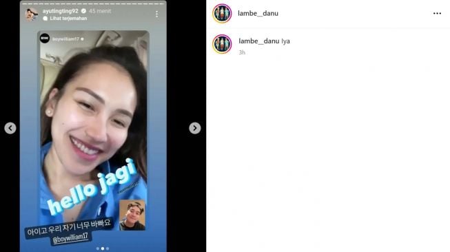 Ayu Ting Ting dan Boy William video call-an (Instagram/@lambe__danu)