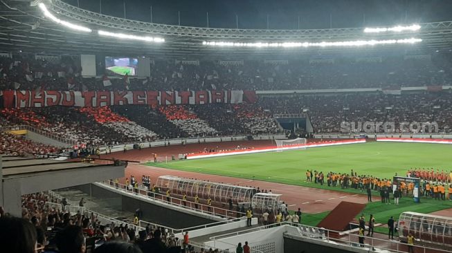 Timnas Indonesia vs Argentina: Koreo 'Maju Tak Gentar' Membentang di Curva Nord