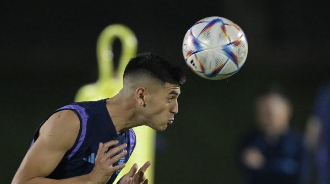 Gelandang Timnas Argentina, Exequiel Palacios. [AFP]