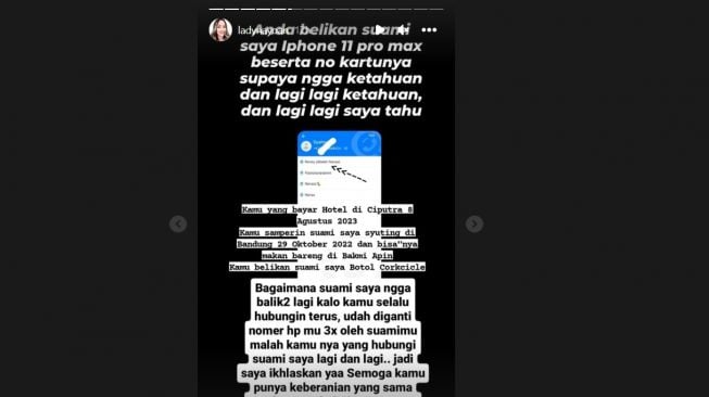 Lady Nayoan ungkap Syahnaz belikan hp baru untuk Rendy Kjaernett. (Instagram/ ladynayoan)