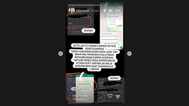 Chat Lady Nayoan kepada Jeje, suami Syahnaz (Instagram/@ladynayoan)