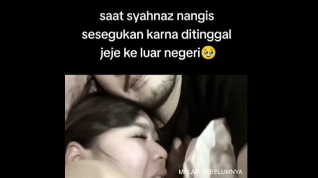 Syahnaz nangis ditinggal Jeje ke luar negeri. (Twitter/ @DikkUncle)