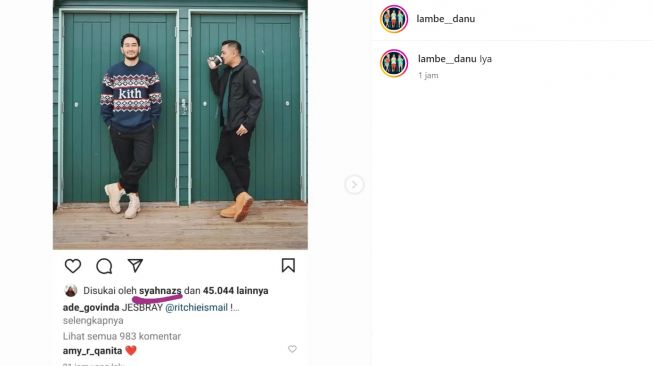 Amy Qanita komen unggahan Ade Govinda soal Jeje Govinda (Instagram/@lambe__danu)