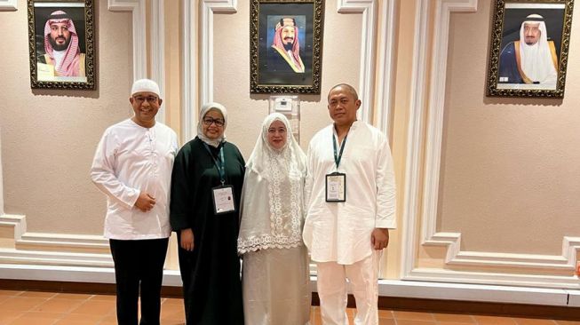 Ketua Umum DPP PDIP Puan Maharani bertemu dengan bakal calon presiden Anies Baswedan di sela-sela melakukan ibadah Haji di Arab Saudi. (Foto dok. Ist)