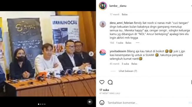 Rendy Kjaernett diduga minta maaf karena takut diboikot (Instagram/@lambe__danu)