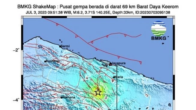 Gempa Bermagnitudo 6,2 Guncang Keerom Papua!