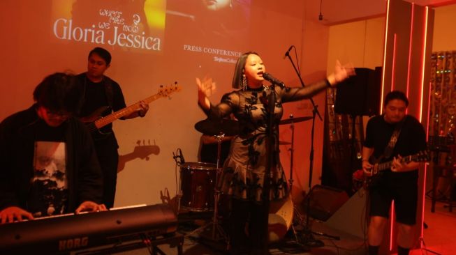 Gloria Jessica saat peluncuran lagu barunya, "We Are Now" di Jakarta, baru-baru ini. [dokumentasi pribadi]