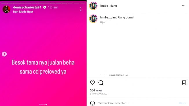 Denise Chariesta jual pakaian dalam bekas (Instagram/@lambe__danu)