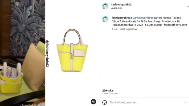 Koleksi tas Hermes yang dipakai Syahrini (Instagram/fashionsyahrini2)