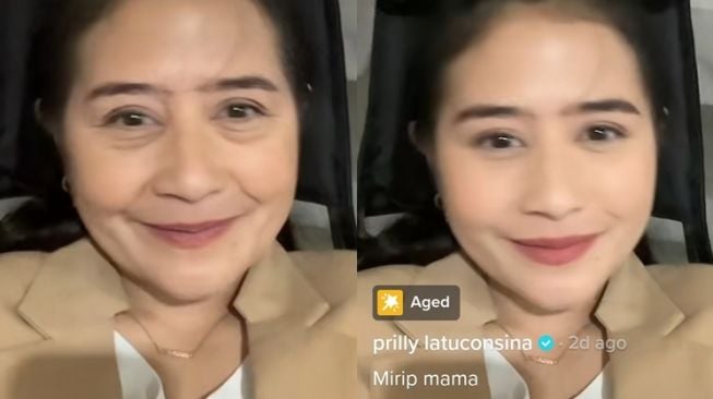 Artis Ikut Pakai Tren Aged di TikTok (tiktok/@prillylatuconsina15)