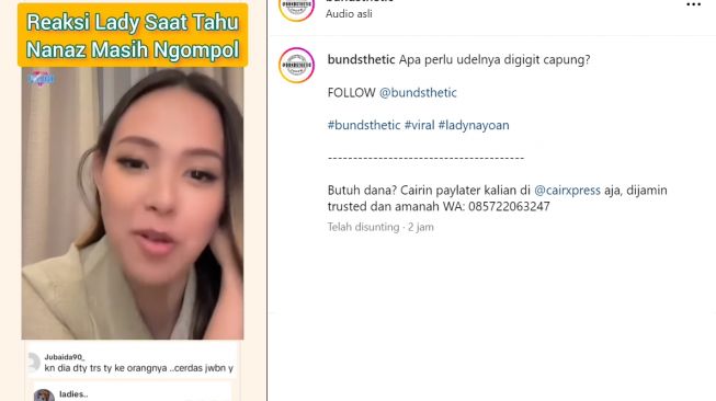 Lady Nayoan tertawa tanggapi kebiasaan Syahnaz Sadiqah yang suka mengompol (Instagram/@bundsthetic)